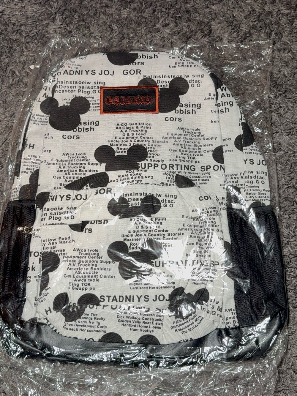 Minnie Mouse white and black backpack
